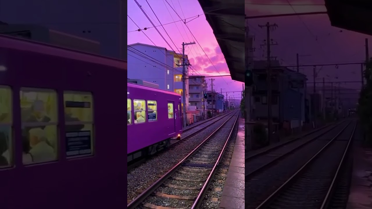 Яркая трамвайная линия Кейфуку Ранден  Япония