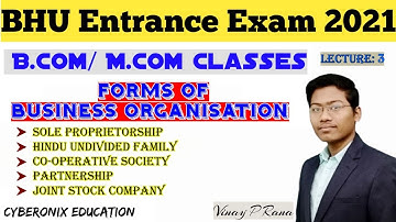 Forms of Business Organisation | Business Organisation | B. Com/M.Com Entrance Exam 2021
