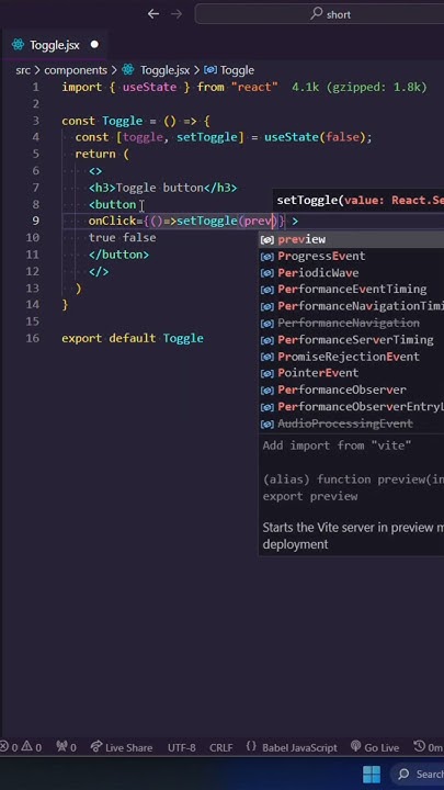 How to create toggle button in react js #reactjs #html #webdevelopment ...