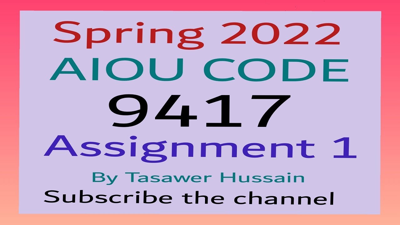 aiou 9417 solved assignment