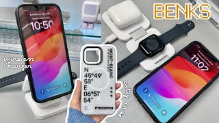 BENKS Juicepod 3in1 Wireless Charger + iPhone 15 ProMax City Case | Unboxing & Testing ❤︎ Emmy Lou