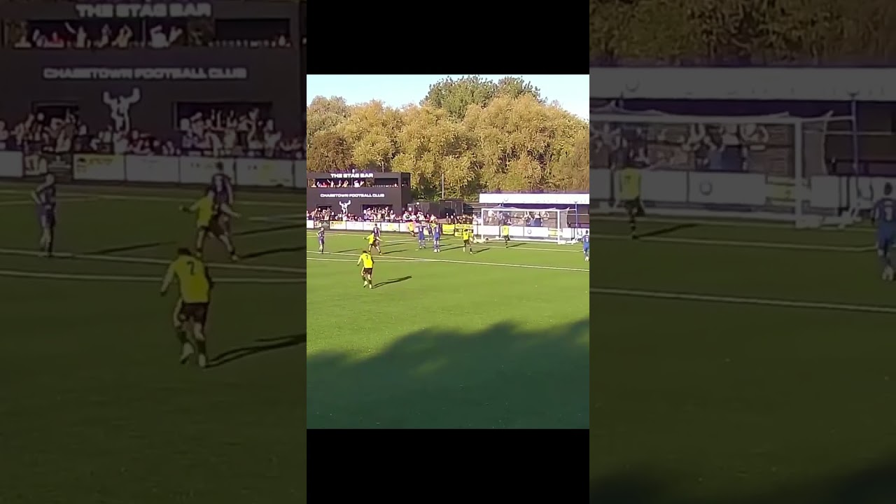 Prescot Cables' James Foley with a first-time finish into the top corner 🙌