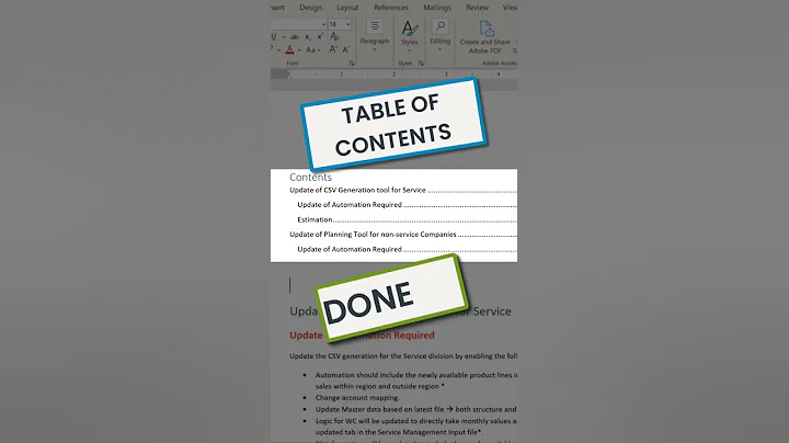 How to Create a Table of Contents in Microsoft Word #shorts