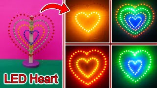 How To Make A LED Heart At Home | Disco LED Heart | Colorful Heart LED Flashing | Decoration Heart