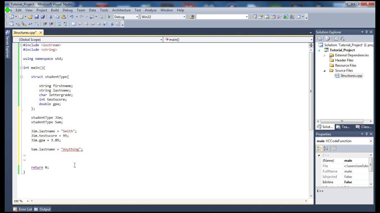 Cs Structure Visual Microsoft Visual Studio C++ Tutorial 45 (Structures Pt. 2), HD - YouTube