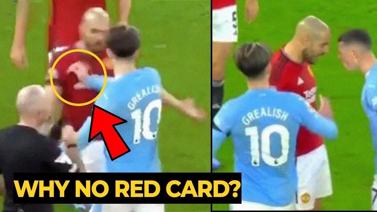 Why Grealish didn't got RED CARD after pushed Sofyan Amrabat? Manchester United News YouTube