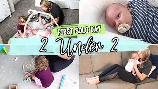 DAY IN THE LIFE WITH 2 UNDER 2 | First Solo Day with Newborn &amp; Toddler | Jessica Elle