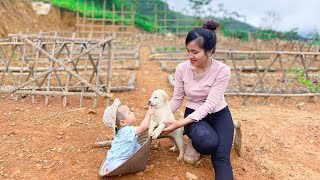 Thao grows more vegetables, builds melon trellises and takes care of her daughter alone