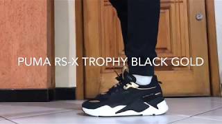PUMA RS X TROPHY BLACK GOLD ON FEET - YouTube