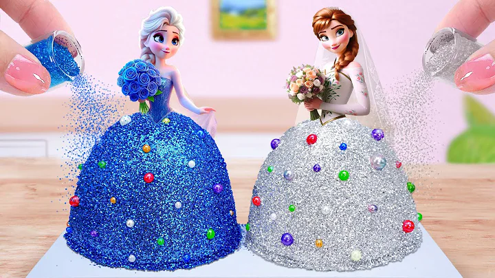 Too Pretty ELSA ANNA Princess Bride Cake💕Miniature Disney Princess Pull Me Up Cake Decorating Ideas💗