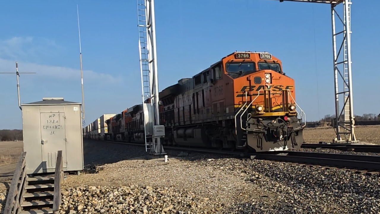 BNSF 3766 WB Intermodal Z Train at MP 132.4 Blue Ridge Road near Chillicothe Illinois 2/13/26 Fri 13