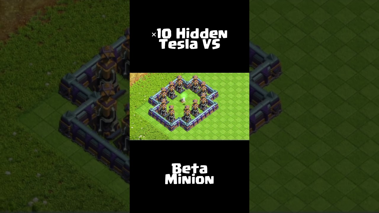 BETA MINION VS 10 HIDDEN TESLAS - CLASH OF CLANS (COC) SUPERCELL 
