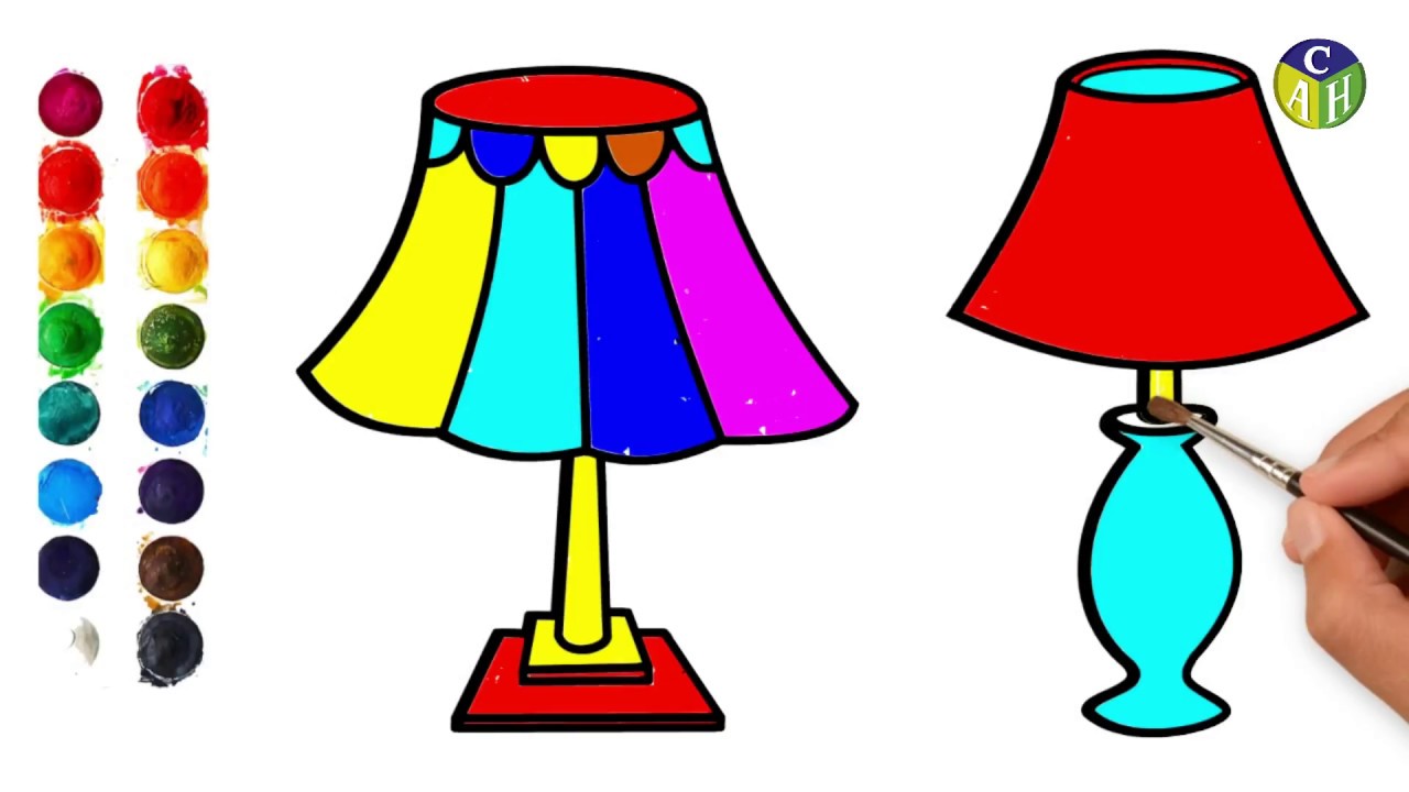 How To Draw Table Lamp Easy Steps For, Lamp On Table Drawing