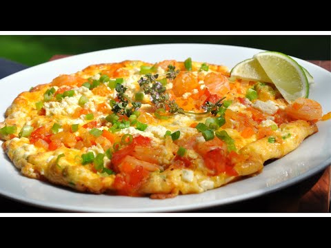 Омлет с креветками и фетой: быстрый вкусный завтрак