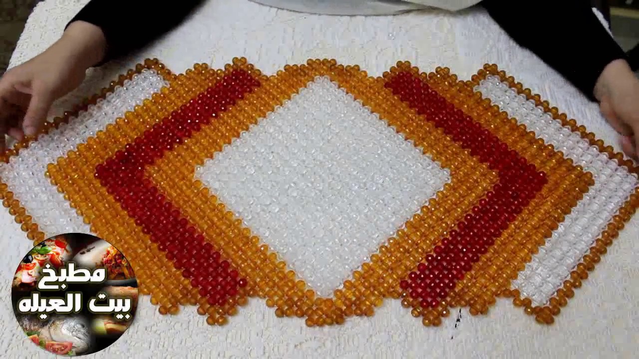 طريقه عمل المفرش الكريستال الخرز  | تعلم فن الخرز