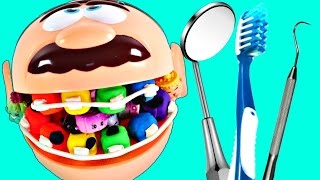 Dr. Drill n Fill Comiendo Shopkins 😁 Dientes Arcoiris con Play Doh En DCTC