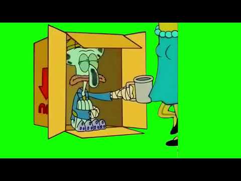 homeless Squidward asking for spare change (Spongebob) - Green Screen