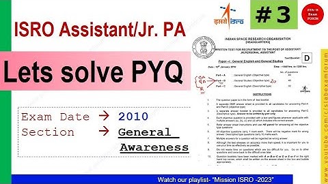 ISRO Assistant UDC JPA Previous Year Question Paper | 2010 | General Awareness