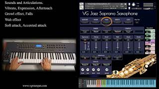 VG Jazz Soprano Saxophone sample library. Aftertouch, Mod Wheel, Keyswitches, Articulations, Effects screenshot 3