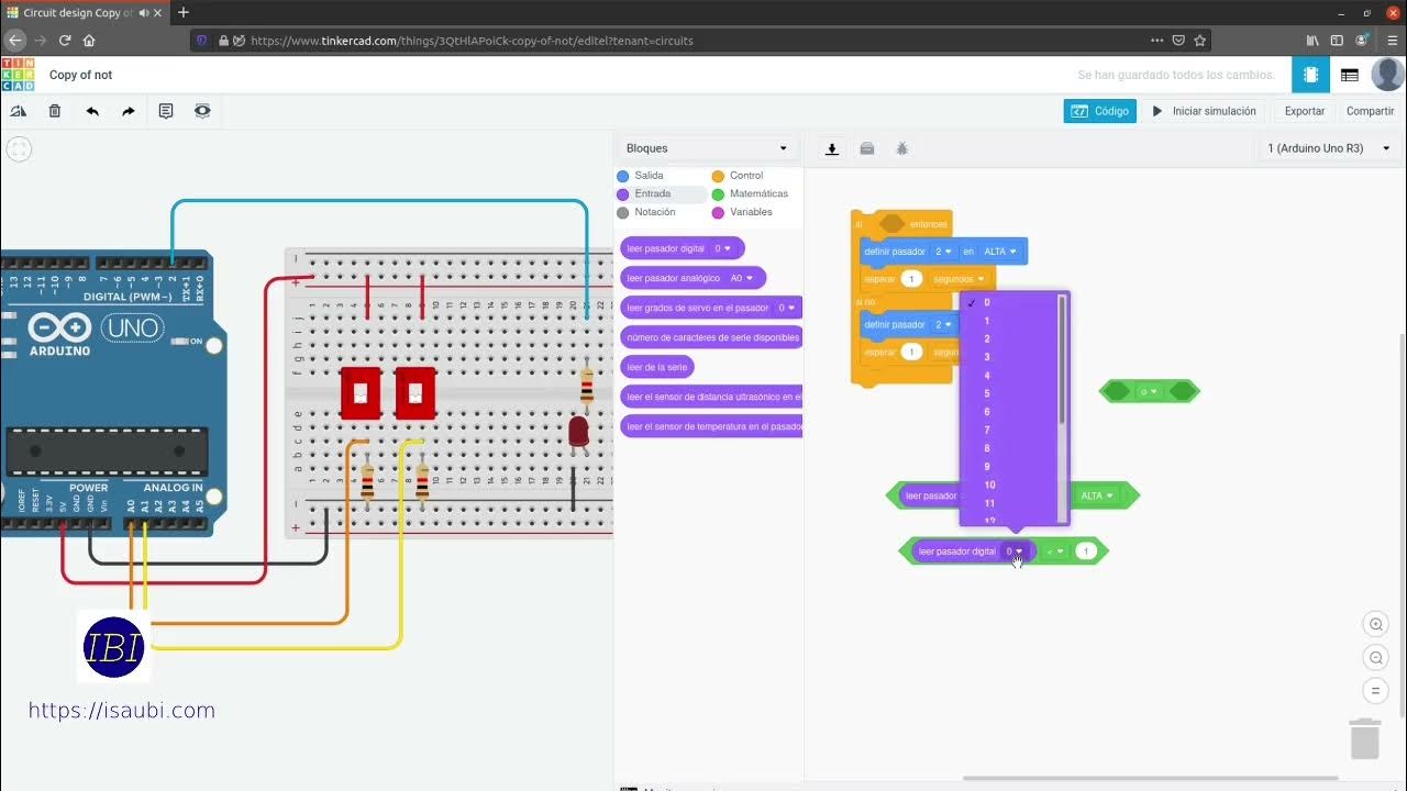 Funcion or y and en arduino con thinkercad - YouTube