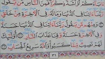 كيف تقرأ سورة البقرة مع شرح احكام التجويد الاية ٢٠١ و٢٠٢
