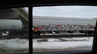 CN with BC Rail engine  With a UP hopper car!