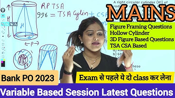 Variable Based Arithmetic Mensuration Hollow Cylinder 🔥 Mains DI | RRB| SBI| IBPS| Minakshi Varshney