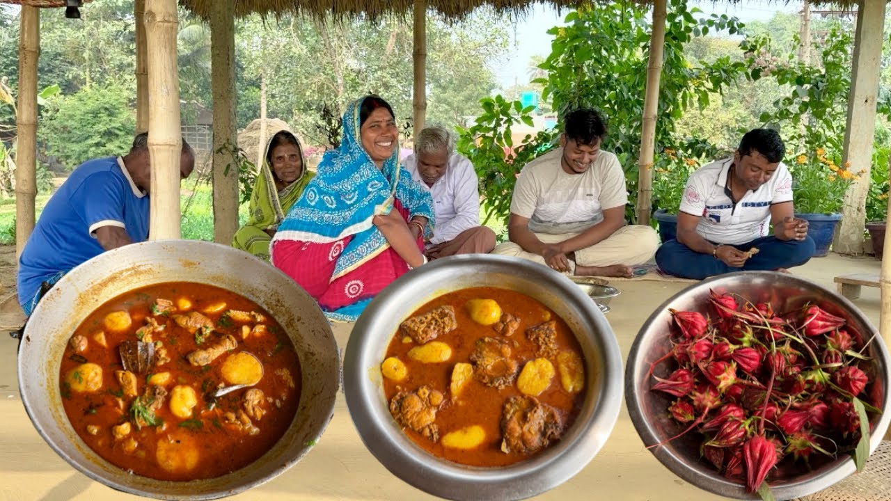 কাতলা মাছের লাল ঝোল,টক ফল দিয়ে নলেন গুড়ের চাটনি আর চিকেন কারি নতুন বছরে জমিয়ে খাওয়া-দাওয়া।