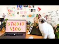 ☀ STUDIO VLOG 39 ☀ Cat Visitor, Going Back Home, Sketchbook Tour, Noissue, & more!