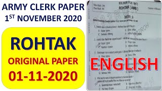 Army Clerk ENGLISH Previous Year Paper 1st November 2020 Army Clerk Paper | oneplus defence academy