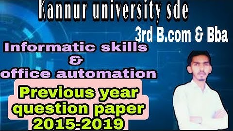 IT || 3rd B.com bba || sde || previous question paper || kannur university
