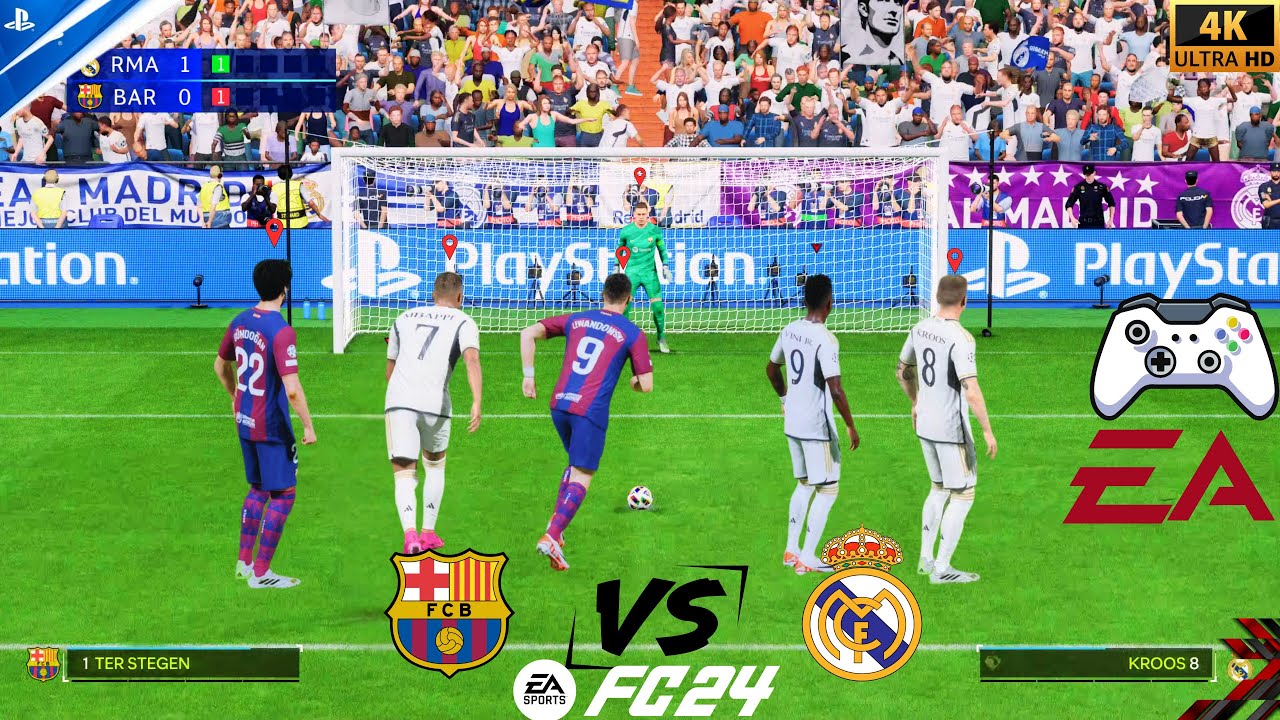 EA SPORTS FC 24 - BARCELONA VS REAL MADRID PENALTY SHOOTOUT UCL FINAL ...