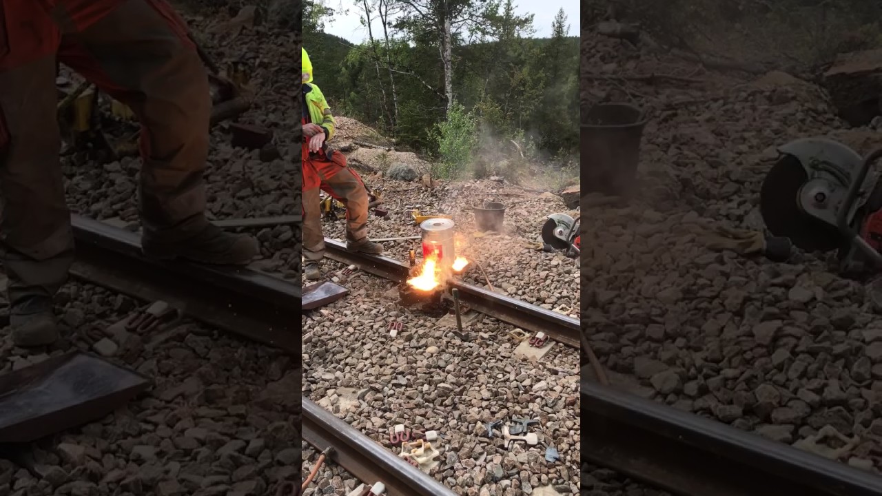 Welding the train tracks in norway YouTube