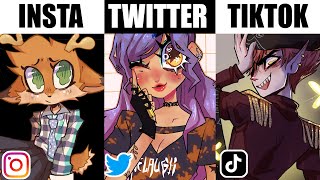 OCs FROM EVERY APP [how the #drawthisinyourstyle changes on different social media]