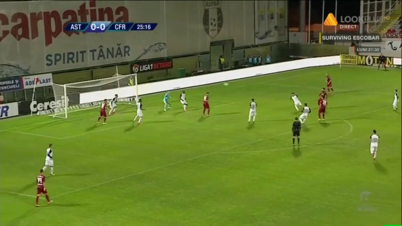Min 26: Alex Ionita suteaza, dar mingea loveste bara! Astra Giurgiu - CFR Cluj - Liga 1 Etapa 11 ocazie caracal