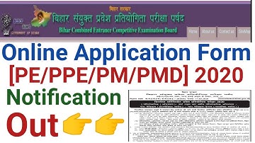 Online Application Form For BCECE PE|PPE|PM|PMD 2020|OnlineApplicationPortalof BCECE NotificationOut