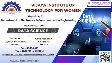 Webinar on DATA SCIENCE, Vijaya Institute Of Technology For Women || Pantech eLearning