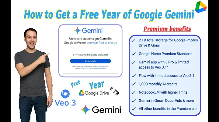 How to Get a Free Year of Google Gemini + 2TB Google Drive Storage. VO3