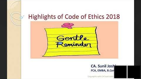 Highlights of code of Ethics 2018 || ICAN || Online CPE Training