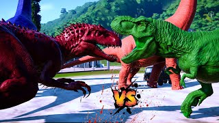 All Big Colorful Dinosaurs Battle in Jurassic Word! Red, Blue, Purpel, Green Dinosaurs Fight! T-Rex by DINO HUNTER 1,980 views 5 months ago 8 minutes, 19 seconds