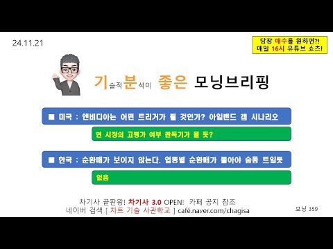[모닝브리핑] 241121 아일랜드 <strong>갭</strong> 시나리오 현 시장의 고평가 여부 판독기가 될 듯? / 한국 업종별 순환매가 돌아야 숨통 트일듯 : #엔비디아