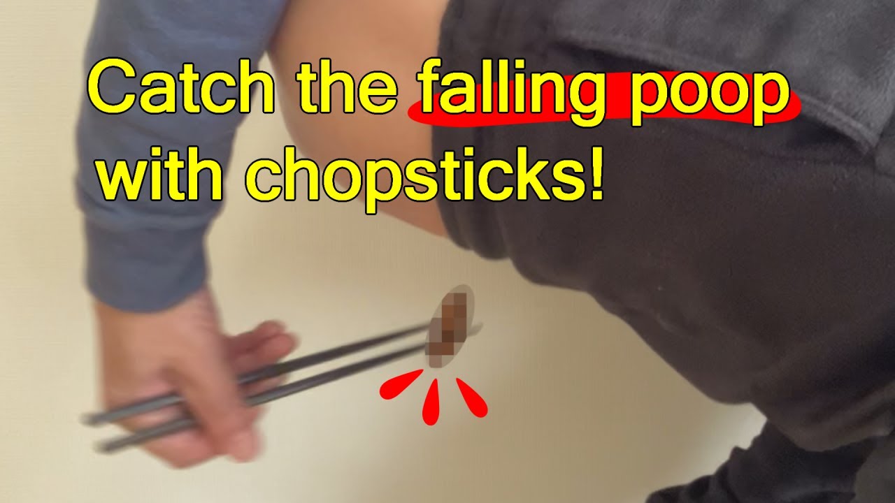 Catch your poop with chopsticks! ~ The latest poop challenge ~ - YouTube