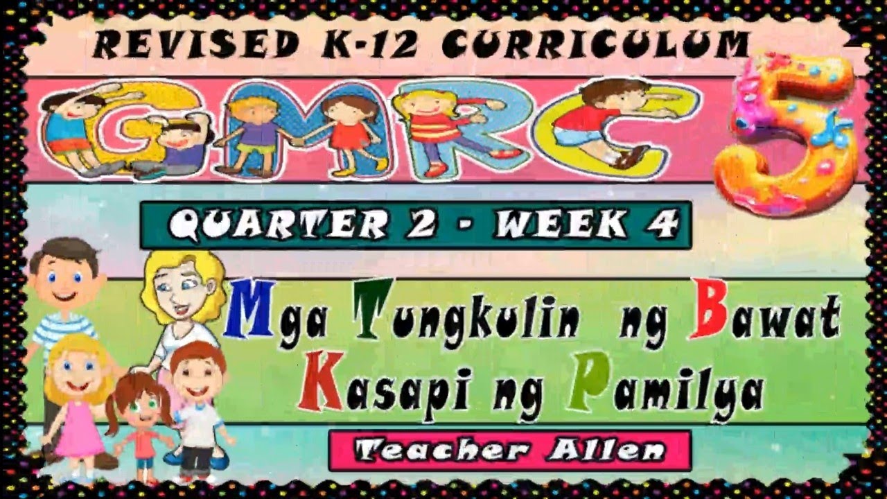GMRC 5 QUARTER 2 WEEK 4  MGA  TUNGKULIN NG BAWAT KASAPI NG PAMILYA | REVISED K-12 | MATATAG CURRICU