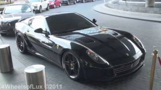 4wheelsoflux records a murdered ferrari 599 gtb fiorano race 848,
tuned by novitec rosso parked at the dubai mall fashion district valet
park. video first sh...