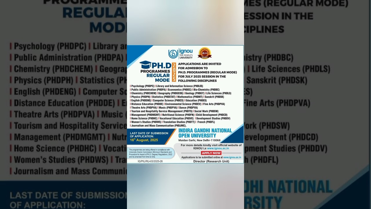 IGNOU PhD Admission 2025 