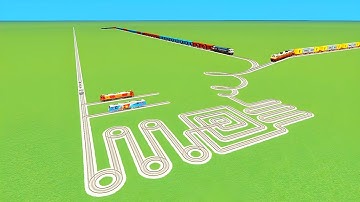 😱FOR TRAINS VS CIRCLES ZIG ZAG RSIKY TRACK SQUARE AROUND CIRCLE RAILROAD RAILWORK BEANG 