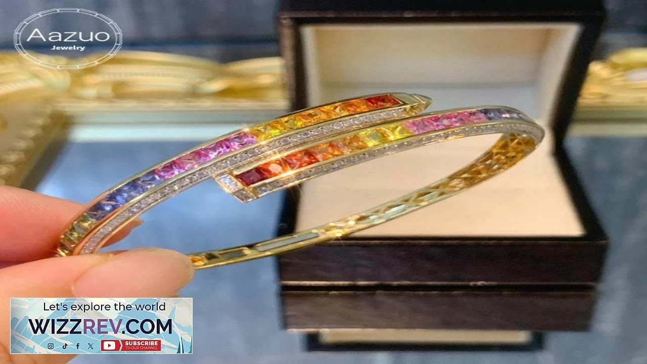 Aazuo Original Design 18K Yellow Gold Natrual Color Sapphire Real Diamonds Line