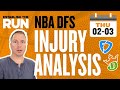 NBA DFS Injury Analysis for Thursday, February 3