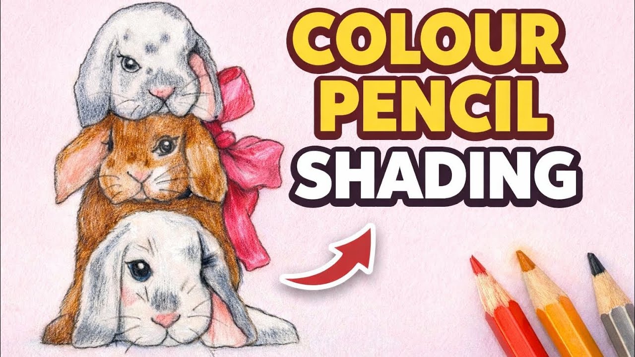 Cute Rabbits Drawing Step by Step | Colour Pencil Shading Tutorial for ...