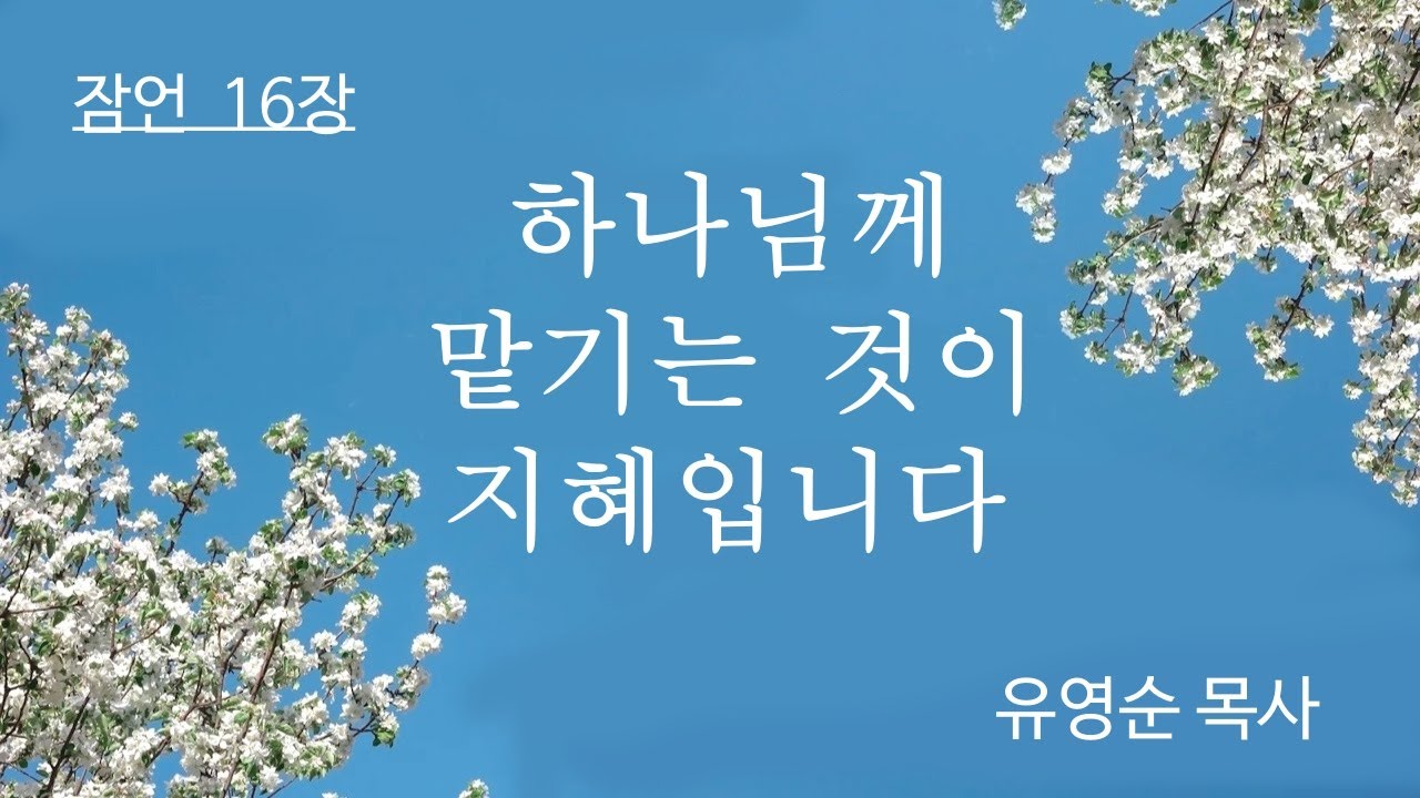 하나님께 맡기는 것이 지혜입니다 ( 잠언 16강 ) - YouTube